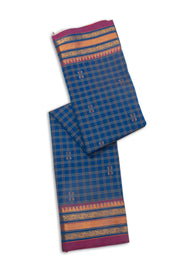 Blue Handloom Chettinad Cotton Saree 10075920