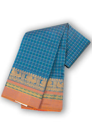 Blue Thousand Buttas Chettinad Cotton Saree 10075972