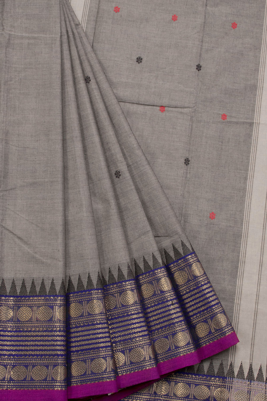 Grey Handloom Chettinad Cotton Saree 10070022 - Avishya