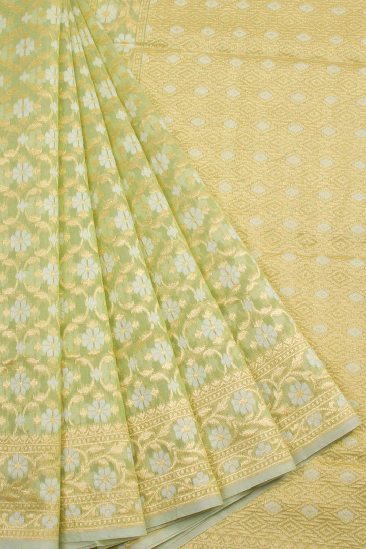 Green Handloom Banarasi Cotton Saree 10061295