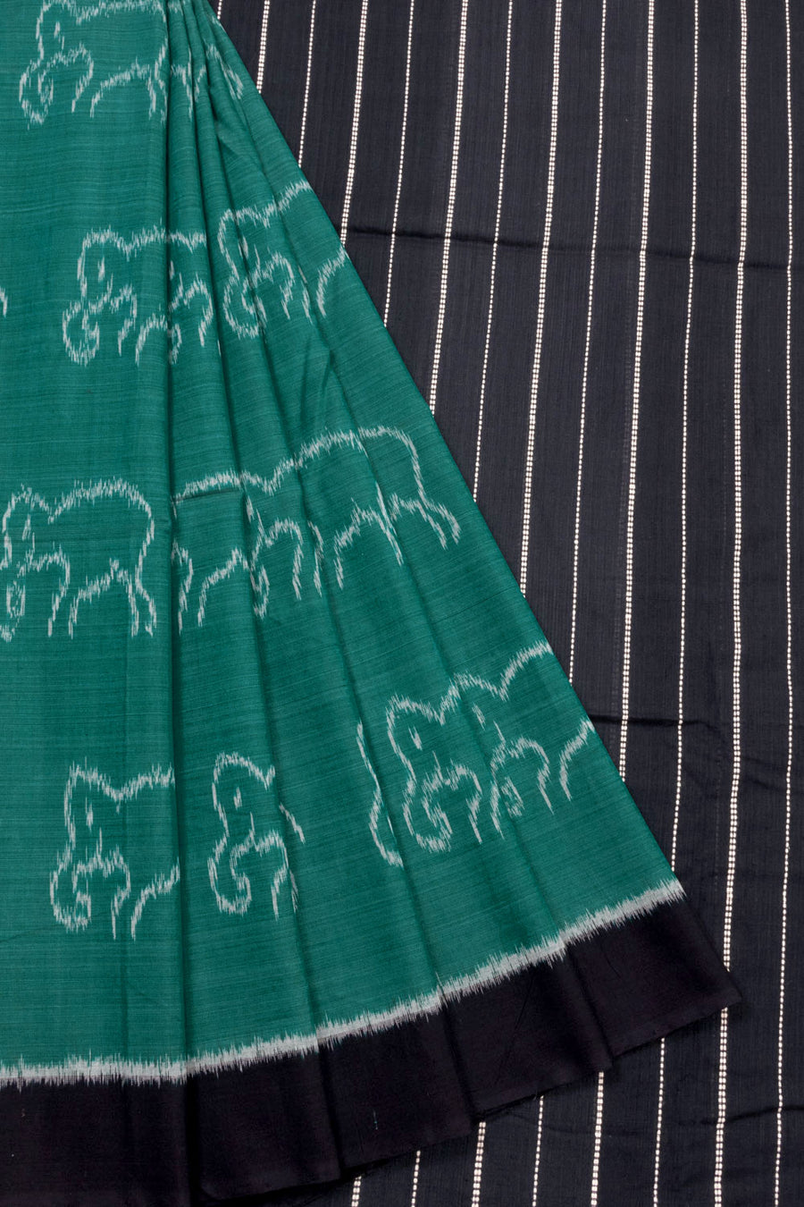 Green Handloom Maniabandha Ikat Cotton Saree 