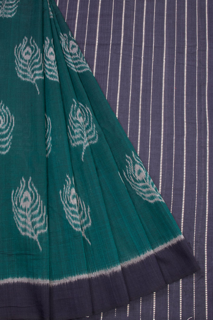 Green Handloom Maniabandha Ikat Cotton Saree