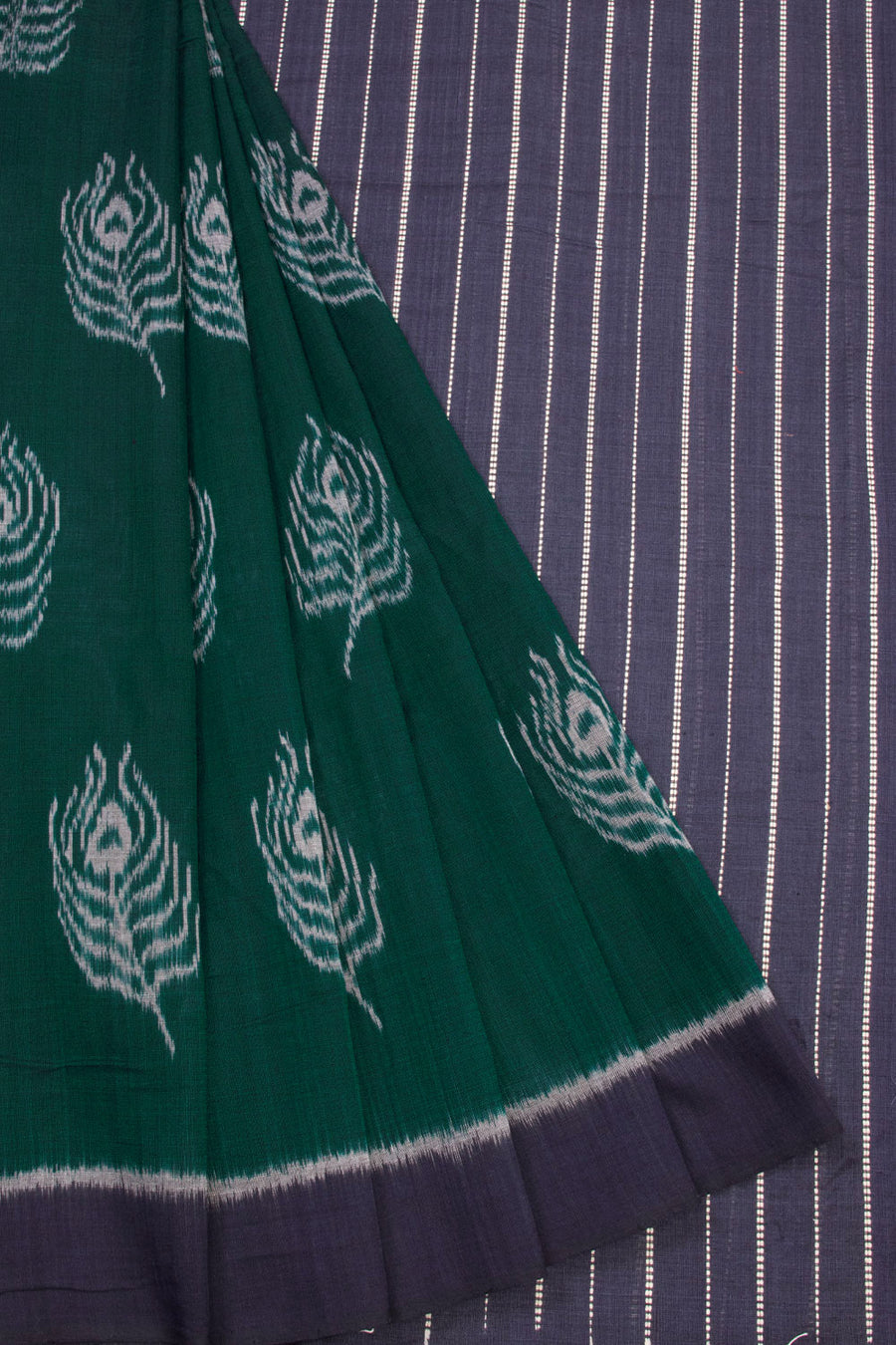 Green Handloom Maniabandha Ikat Cotton Saree 