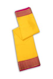 Yellow Mysore Crepe Silk Saree With Pink Border 10043564 