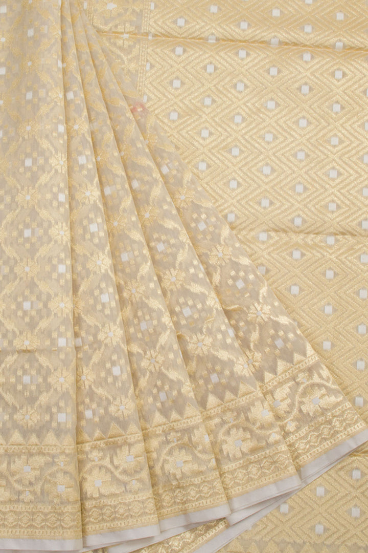 Cream Handloom Banarasi Cotton Saree 10061301