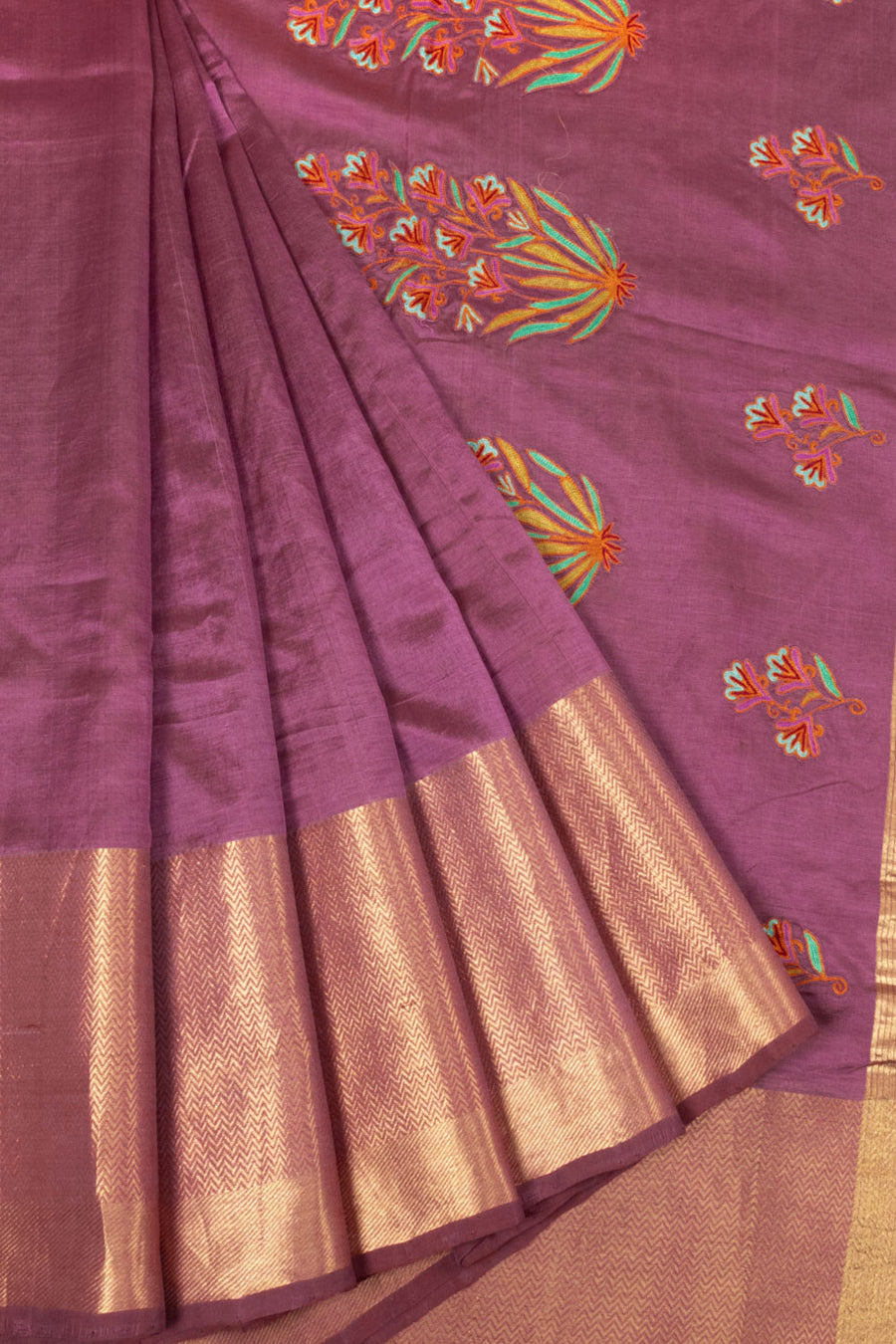 Violet Handcrafted Embroidered Uppada Silk Saree - Avishya