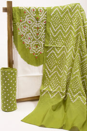 Green Bandhani Mirror Work 3 - Piece Salwar Suit Material 10075482