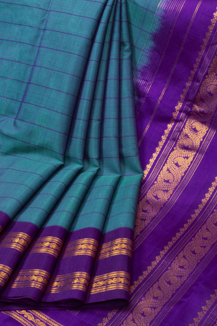 Blue Gadwal Silk Cotton Saree - Avishya