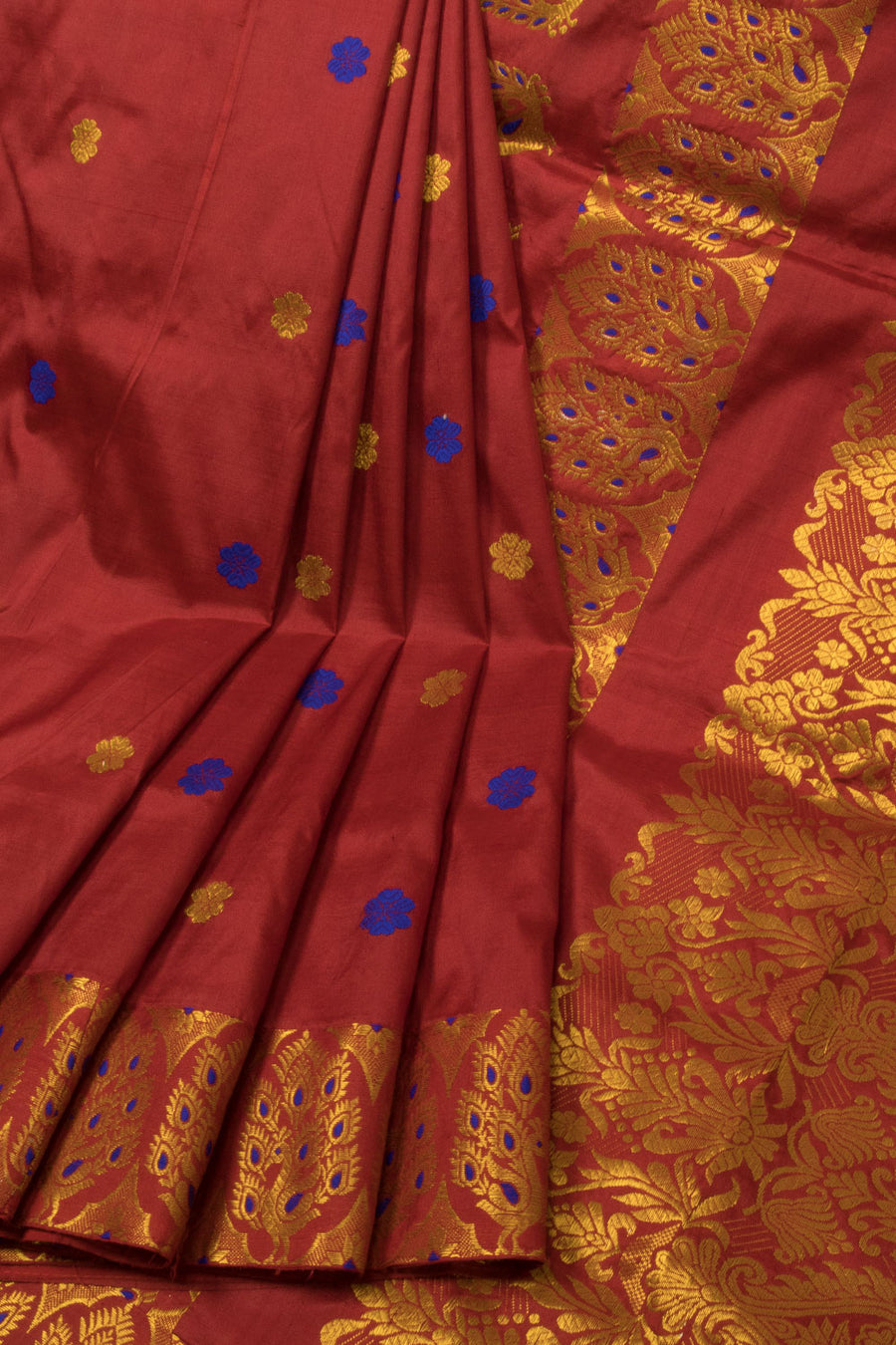 Deep Maroon Handloom Assam Silk Saree - Avishya