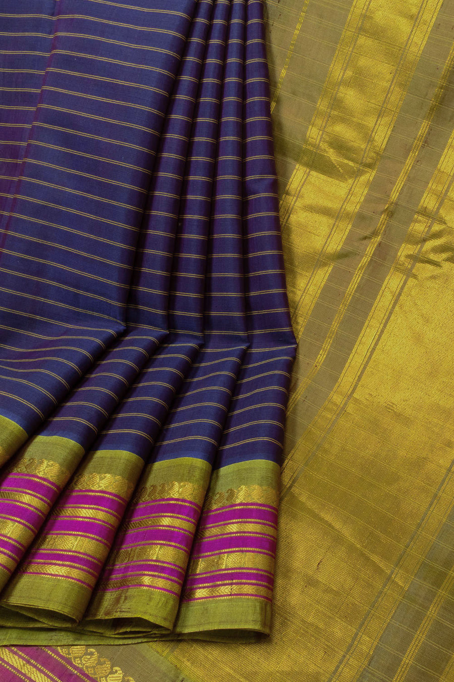 Navy Blue Gadwal Silk Cotton Saree - Avishya