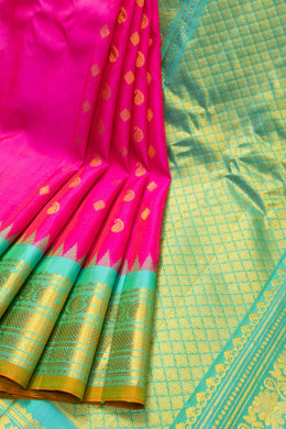 Pink Handloom Gadwal Silk Saree 10066255