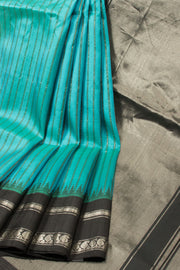 Blue Handloom Gadwal Kuttu Silk Saree