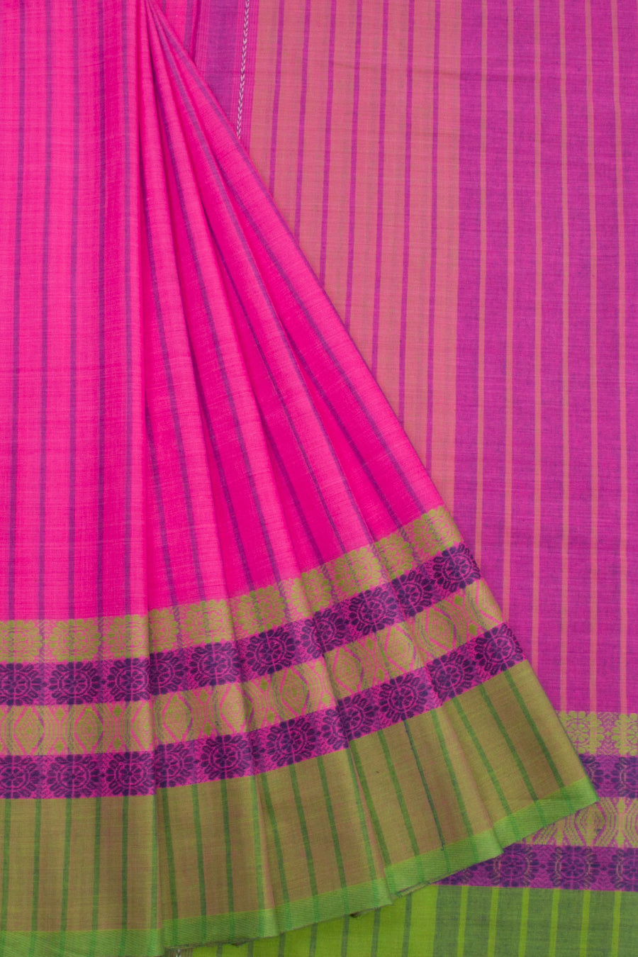 Pink Handloom Dhaniakhali Cotton Saree - Avishya