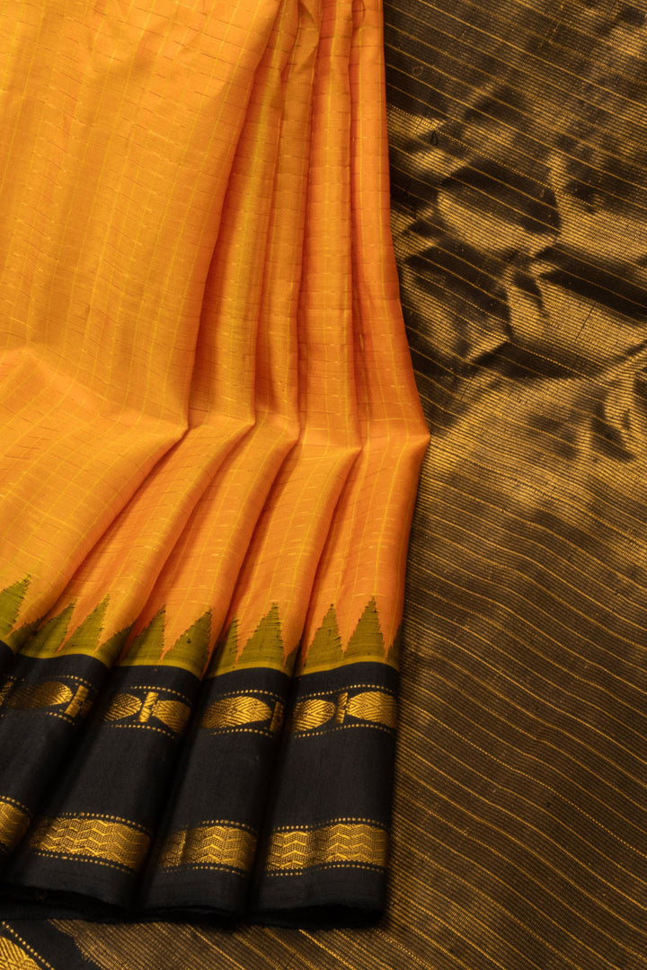 Yellow Handloom Gadwal Kuttu Silk Saree - Avishya