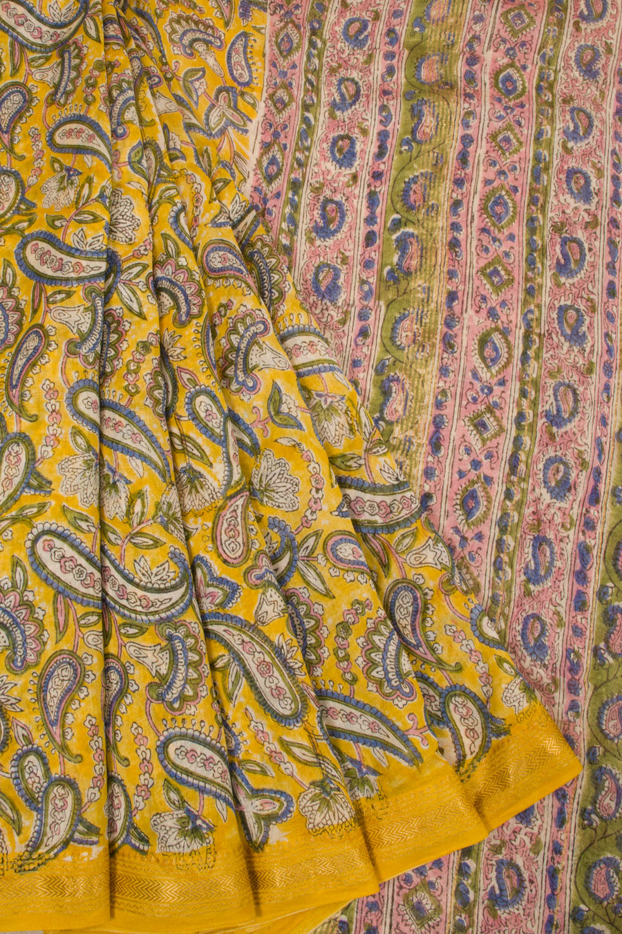 Yellow Bagh Printed Silk Cotton Saree - Avishya