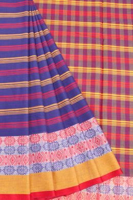 Blue Handloom Dhaniakhali Cotton Saree - Avishya
