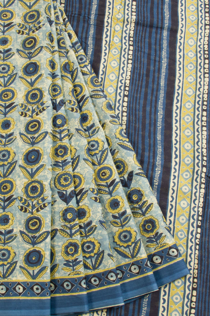 Blue Vanaspathi Printed Mulmul Cotton Saree 10069094 - Avishya