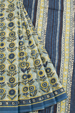 Blue Vanaspathi Printed Mulmul Cotton Saree 10069094 - Avishya