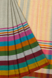 Grey Handloom Dhaniakhali Cotton Saree - Avishya