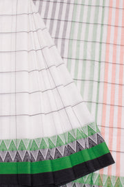 White Handloom Dhaniakhali Cotton Saree - Avishya 