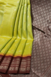 Lime Green Handloom Gadwal Kuttu Silk Saree - Avishya