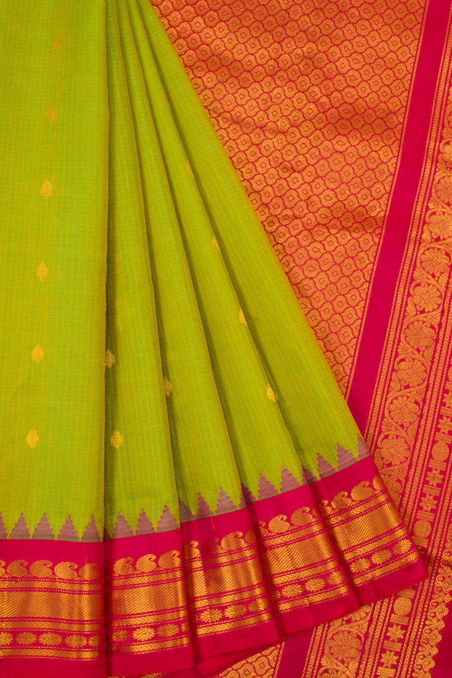 Green Gadwal Cotton Saree - Avishya