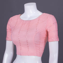 Pink Sequin Embroidered Georgette Blouse 10069798 - Avishya