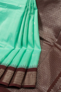 Turquoise Blue Handloom Gadwal Kuttu Silk Saree - Avishya