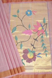 Peach Handloom Paithani Cotton Saree 10068429 - Avishya