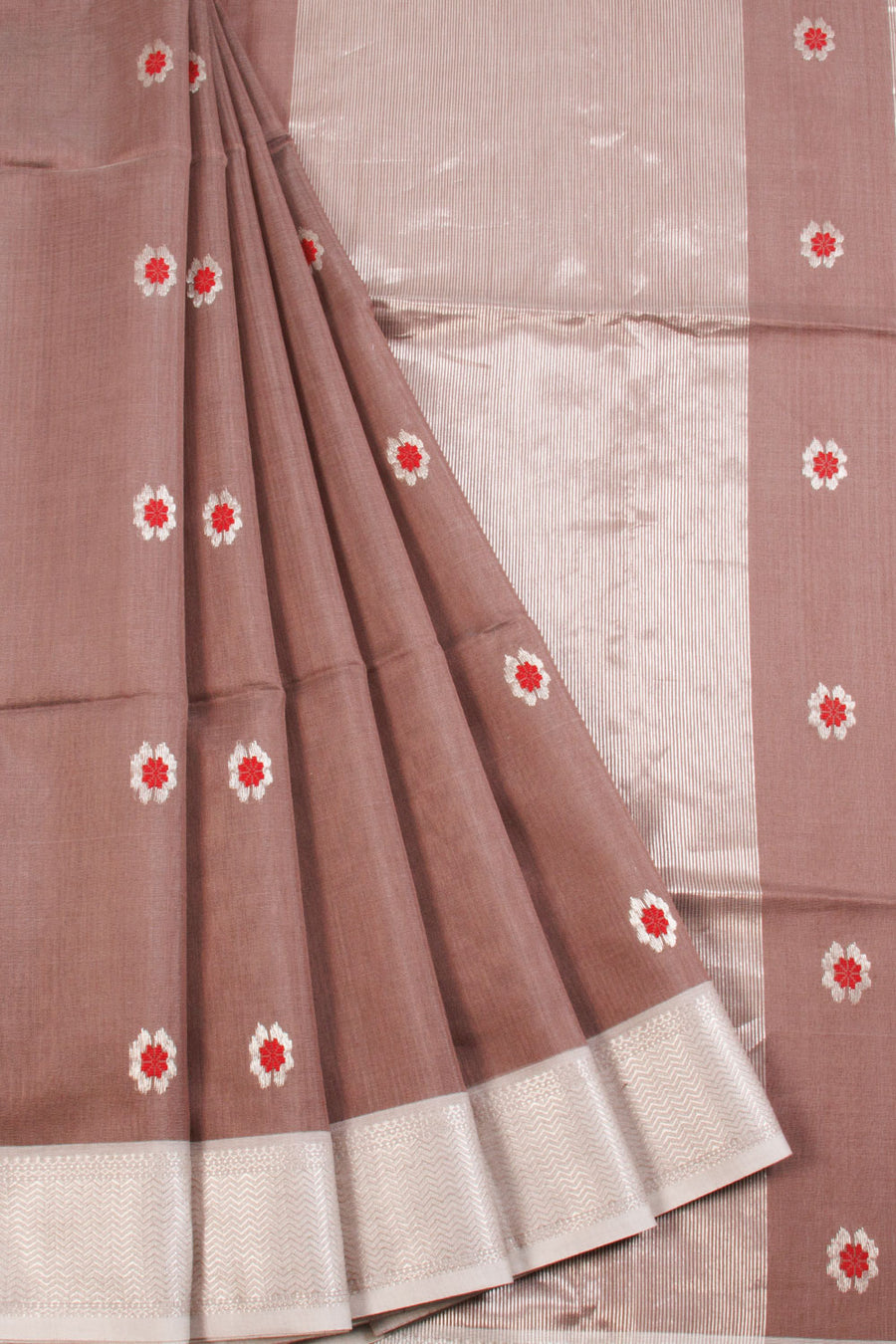 Brown Handloom Maheshwari Silk Cotton Saree 10068644 - Avishya