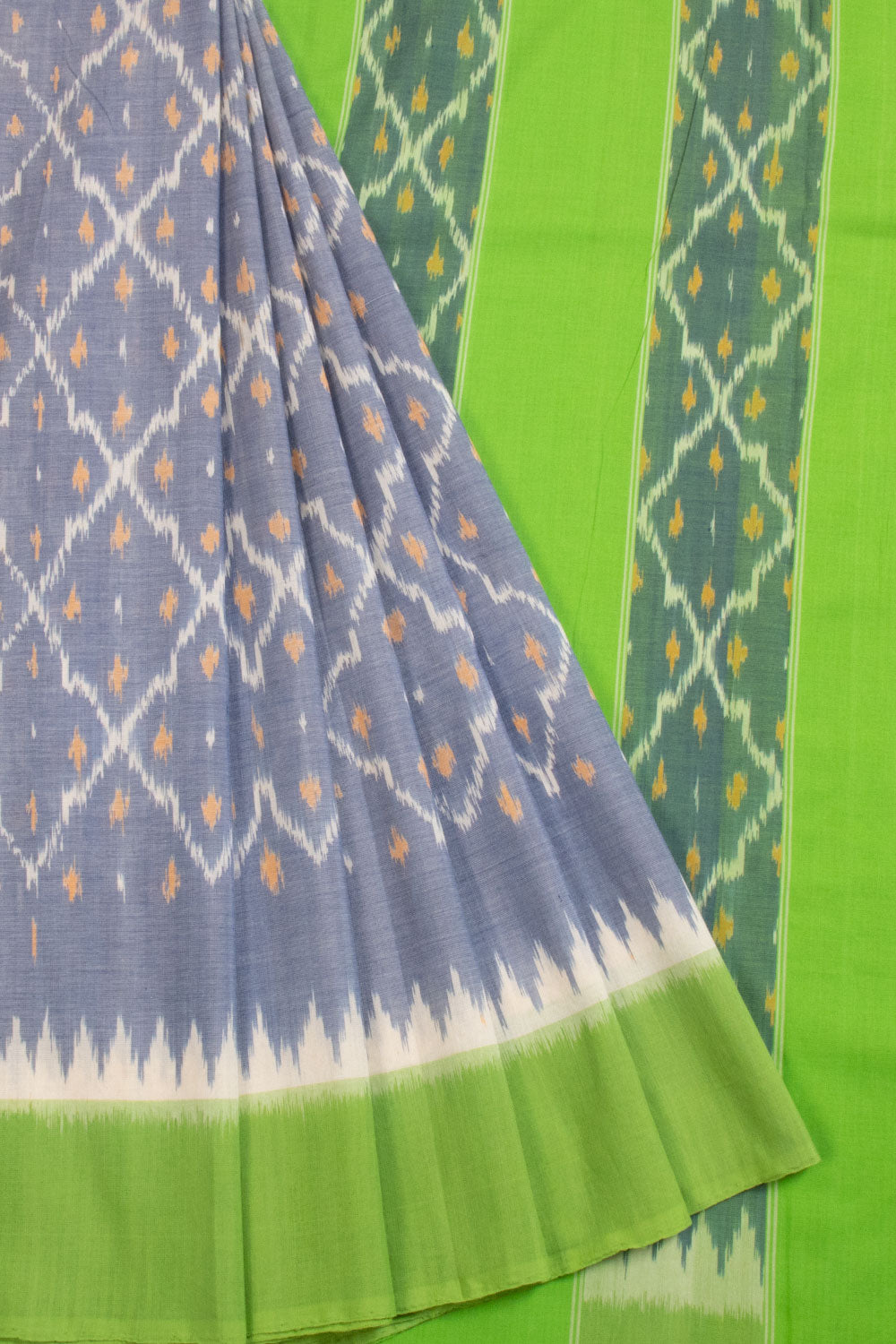 Grey Handloom Pochampally Ikat Cotton Saree 10068755 - Avishya