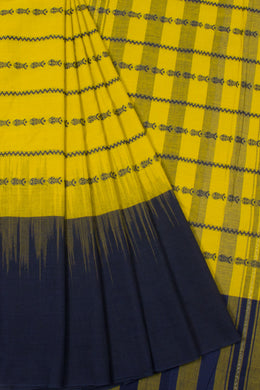 Yellow Handloom Dhaniakhali Cotton Saree - Avishya