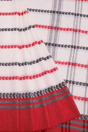 White Handloom Dhaniakhali Cotton Saree - Avishya