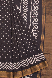 Black Bandhani Mangalgiri Cotton Saree 10071103