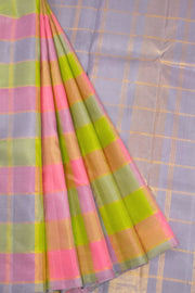 Multicolour Checks Handloom Kanjivaram Silk Saree 10069149