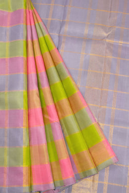 Multicolour Checks Handloom Kanjivaram Silk Saree 10069149