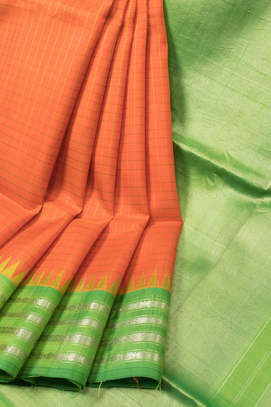 Orange Handloom Gadwal Kuttu Silk Saree - Avishya