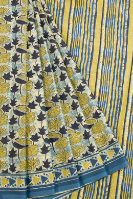 Blue Vanaspathi Printed Mulmul Cotton Saree 10069099 - Avishya