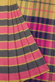 Pink Handloom Dhaniakhali Cotton Saree  - Avishya