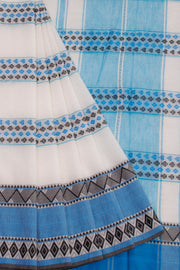 White Handloom Dhaniakhali Cotton Saree - Avishya