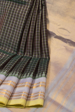 Black Handloom Gadwal Kuttu Silk Saree