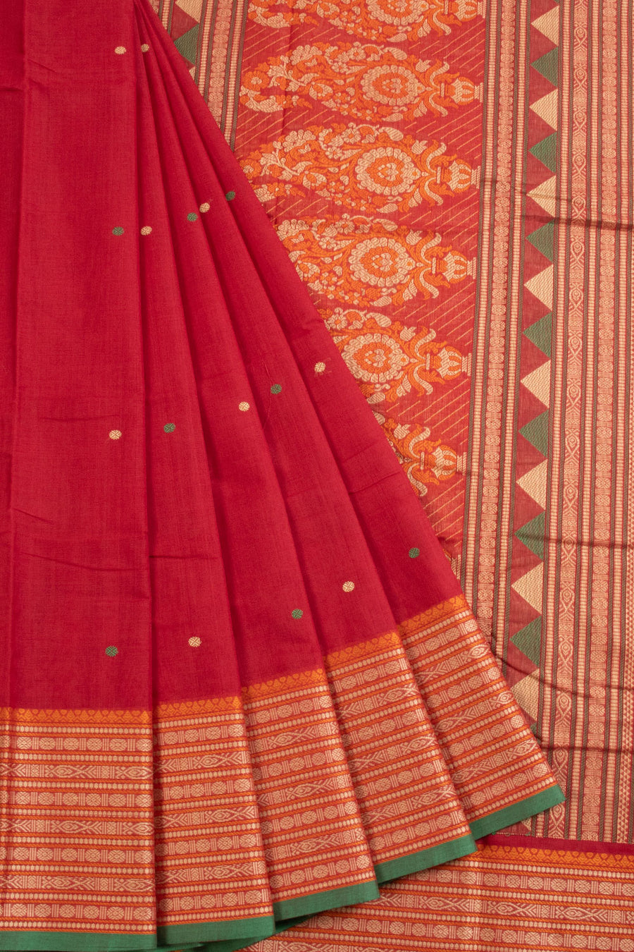 Red Kanchi Cotton Saree 10068675 - Avishya