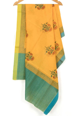 Yellow Handloom Maheshwari Silk Cotton Dupatta 10062938