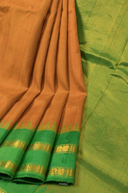 Cider Orange Handloom Gadwal Kuttu Silk Saree - Avishya