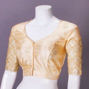 Cream Aari Embroidered Silk Blouse 10068936