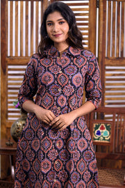 Black Hand Block Printed Cotton Kurta 10062649