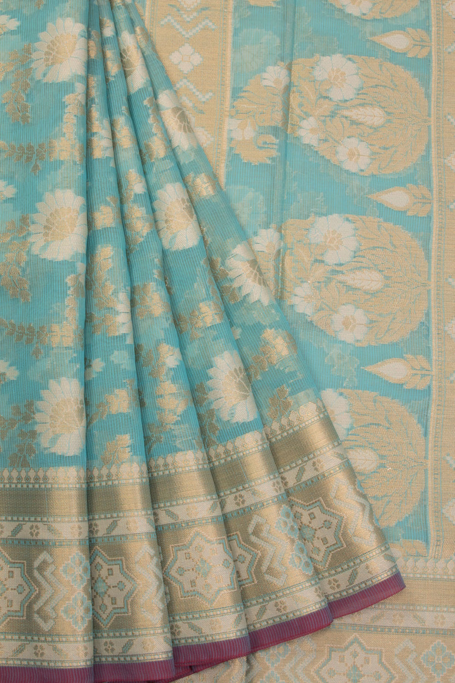 Blue Handloom Banarasi Silk Cotton Saree 10070512