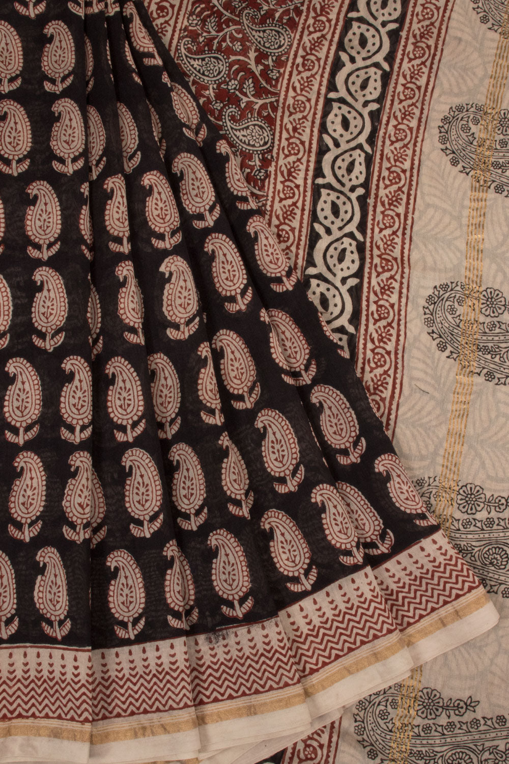 Black Bagh Printed Silk Cotton Saree - Avishya