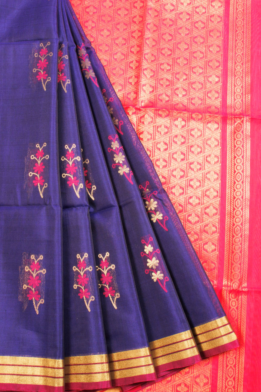 Blue Handloom Kovai Silk Cotton Saree 10069029 - Avishya