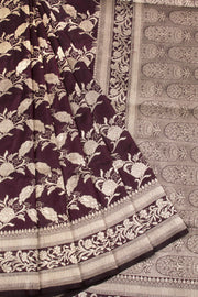 Burgundy Handloom Banarasi Katan Silk Saree 10063200